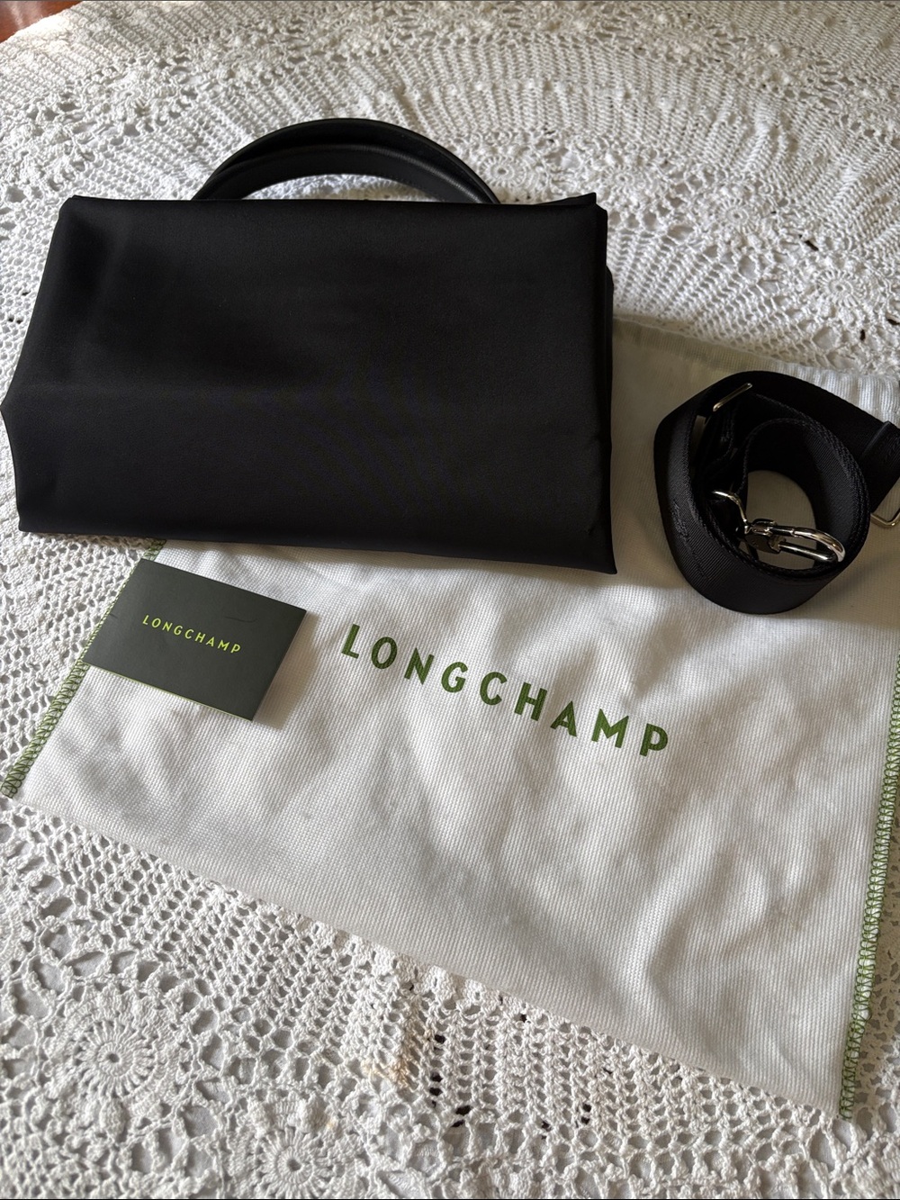 Longchamp Black Foldable Nylon Tote with Detachable Strap - Picture 9 of 9